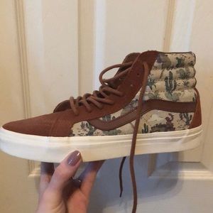 Vans high tops! Leather and canvas cowboy print!!!